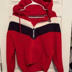 Tommy Hilfiger Red and Navy Sherpa Jacket